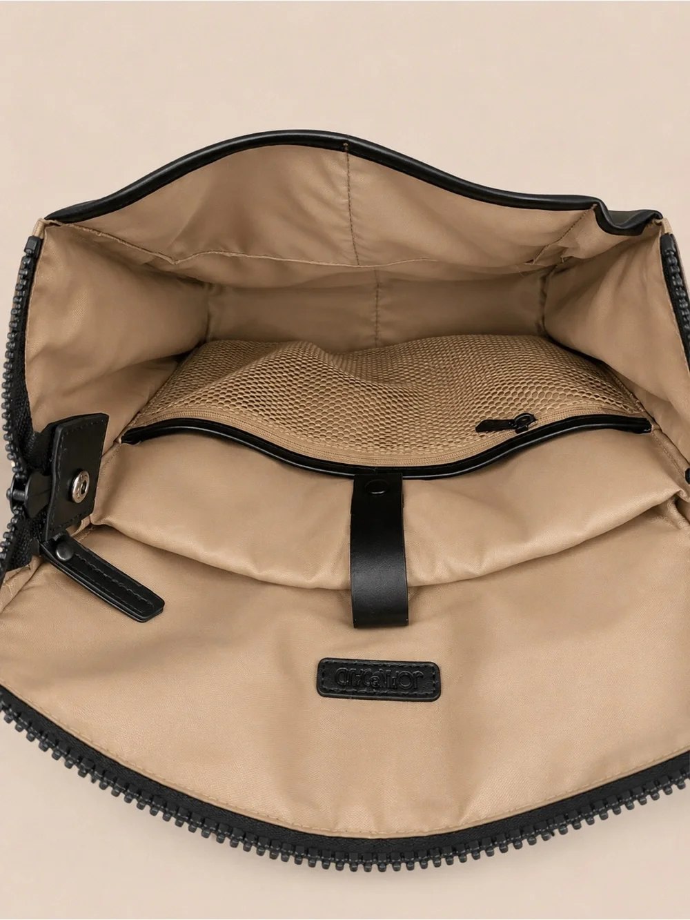 Joan & David Convertible Tote Backpack Beige Black Multi-Pocket Bag